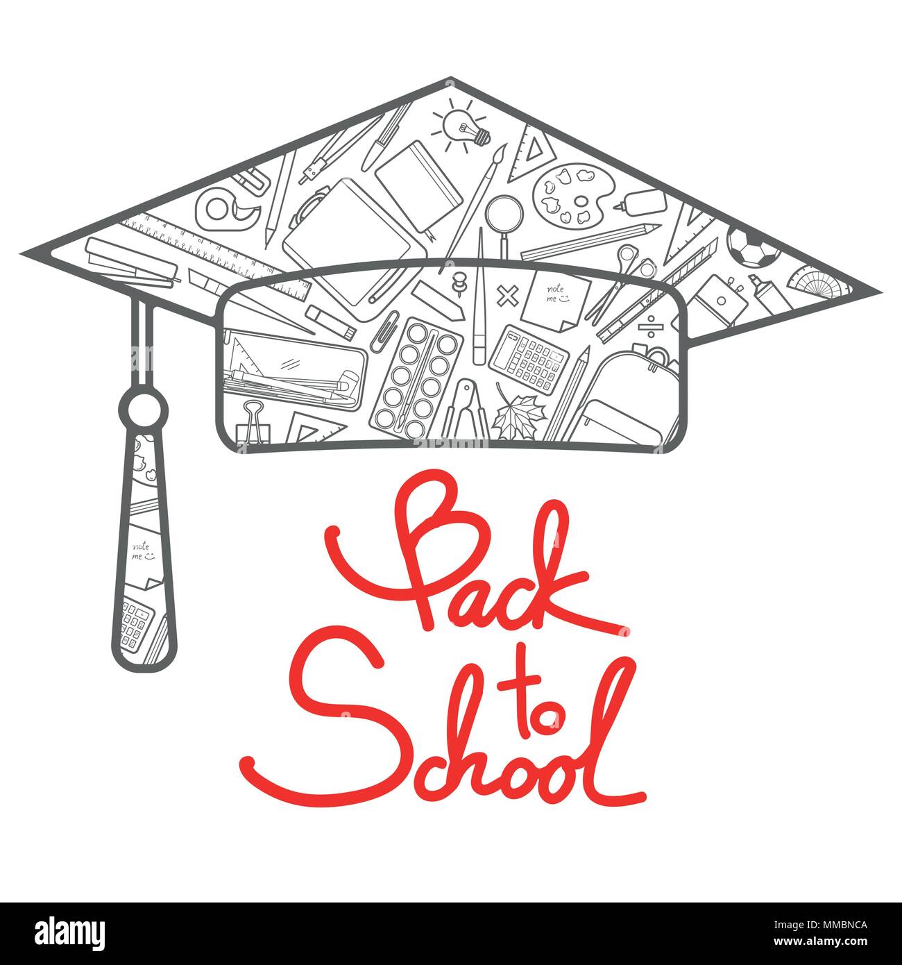 Graduation hat avec un espace réservé au texte, le retour à l'école. Conception de logo ou d'arrière-plan pour l'école et l'éducation dans l'illustration vectorielle. Illustration de Vecteur