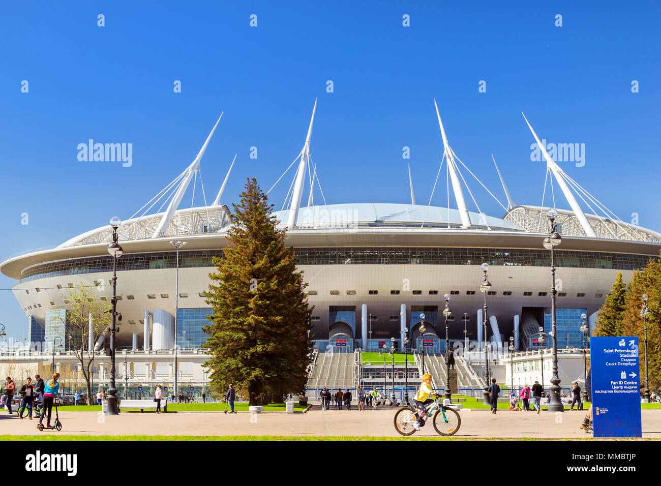 Saint-pétersbourg, Russie - 9 mai 2018 : 21e Coupe du monde de la FIFA 2018. Stadium Saint-petersbourg. Zenit arena football stadium sur Krestovsky ouvert en 2017 FIF Banque D'Images
