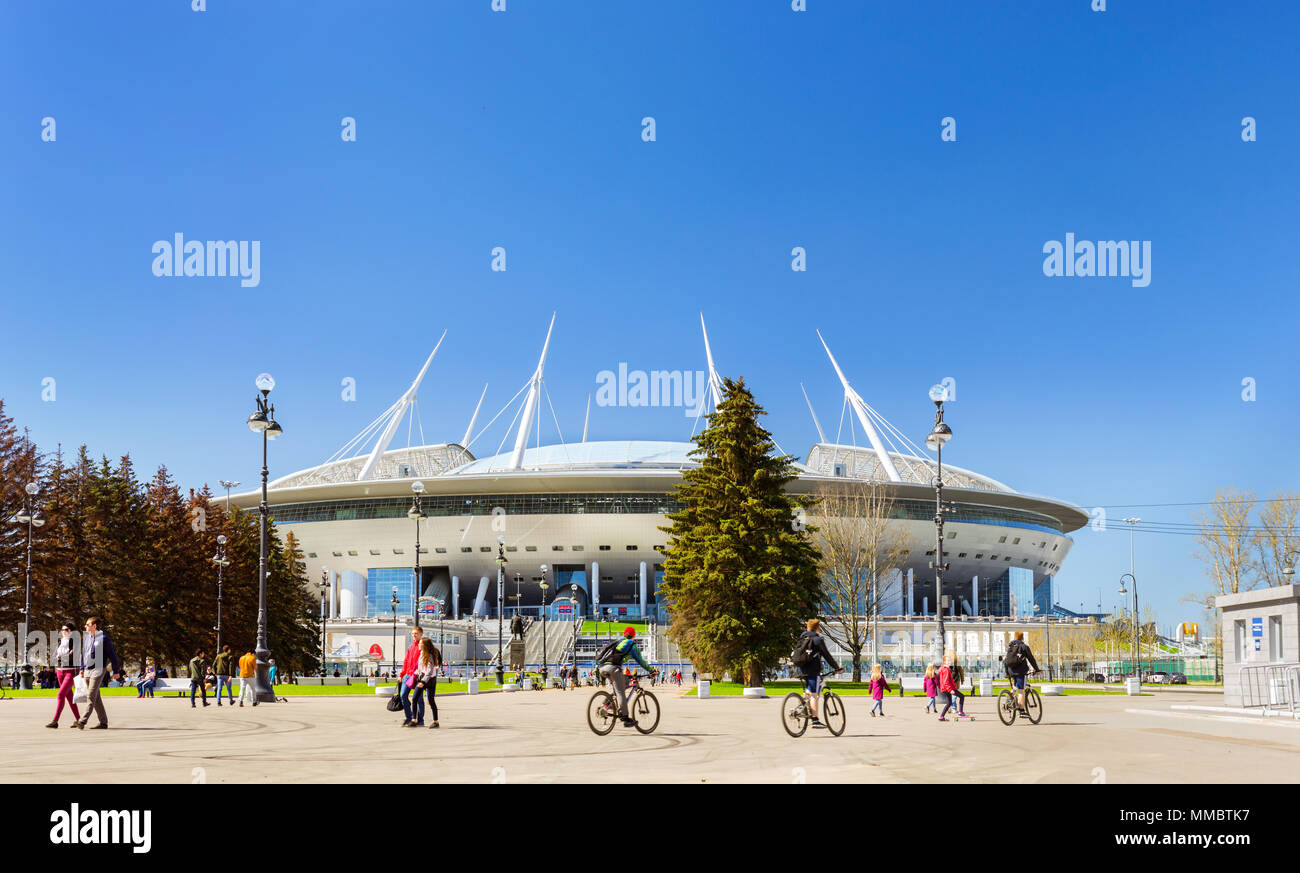 Saint-pétersbourg, Russie - 9 mai 2018 : 21e Coupe du monde de la FIFA 2018. Stadium Saint-petersbourg. Zenit arena football stadium sur Krestovsky ouvert en 2017 FIF Banque D'Images