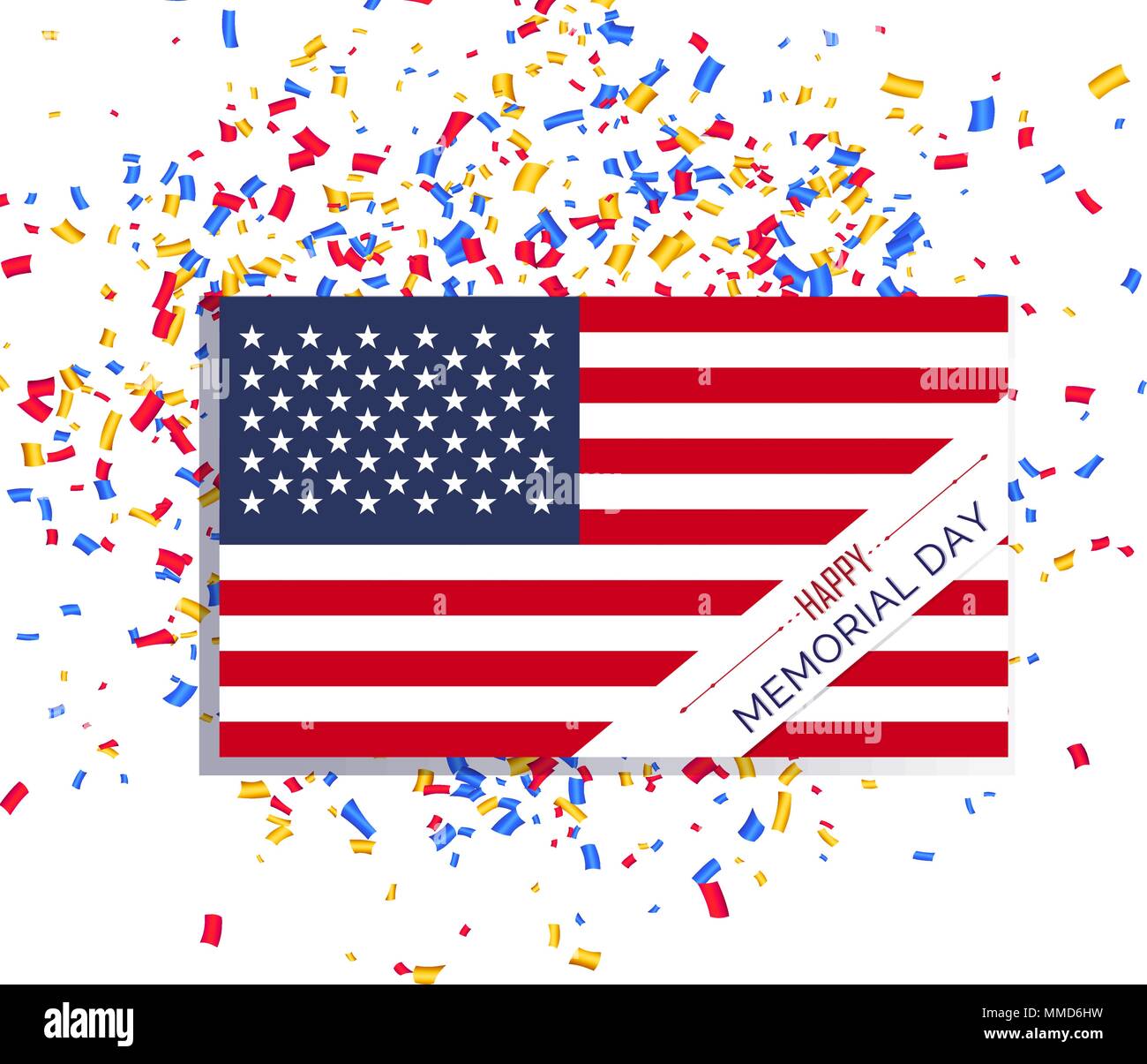 Memorial Day aux États-Unis. Le drapeau national avec l'inscription Illustration de Vecteur