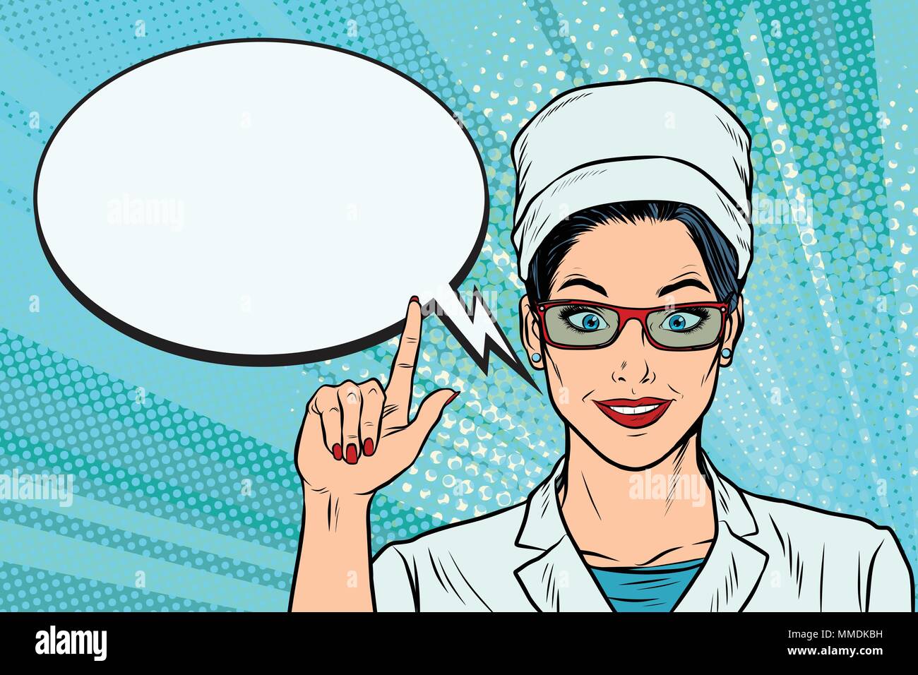 La femme médecin dit ou recommande, une bande dessinée bubble Illustration de Vecteur