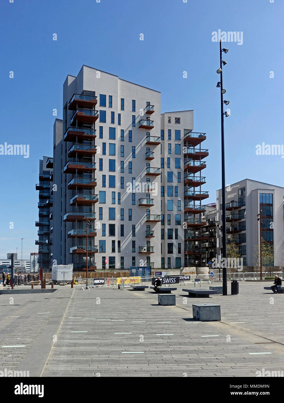 Nouveaux appartements de grande hauteur à Stjernepladsen Østre Havnegade du port dans le Jutland Limfjorden Aalborg Danemark Europe Banque D'Images