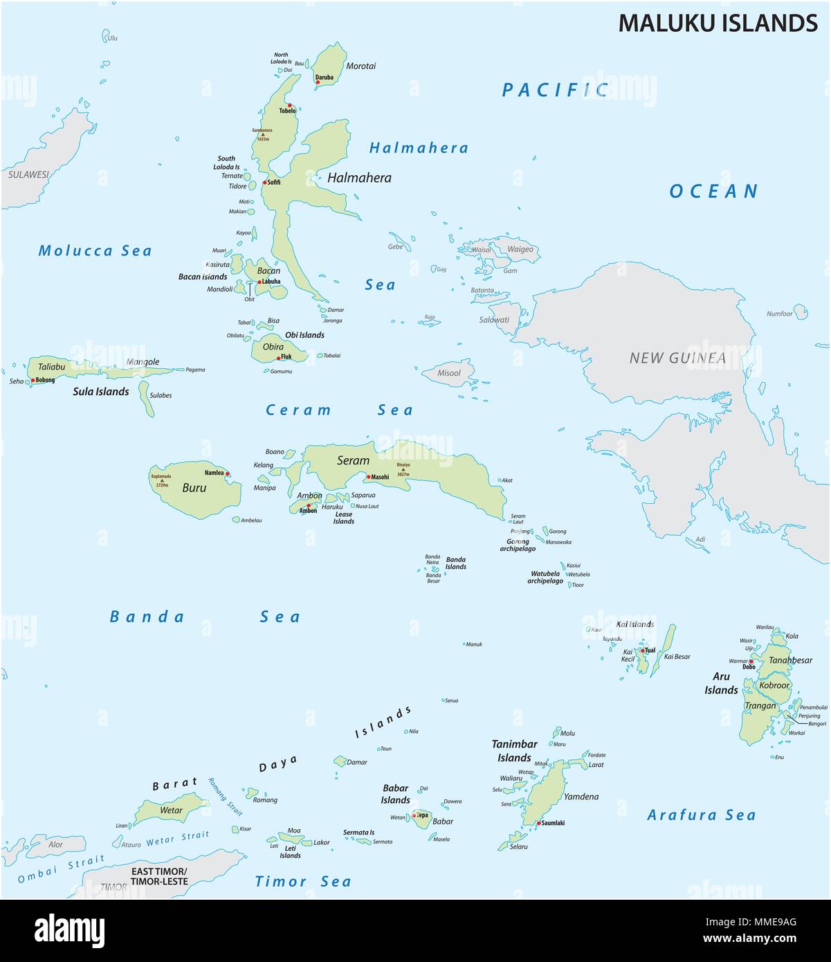 Maluku Islands carte vectorielle Illustration de Vecteur