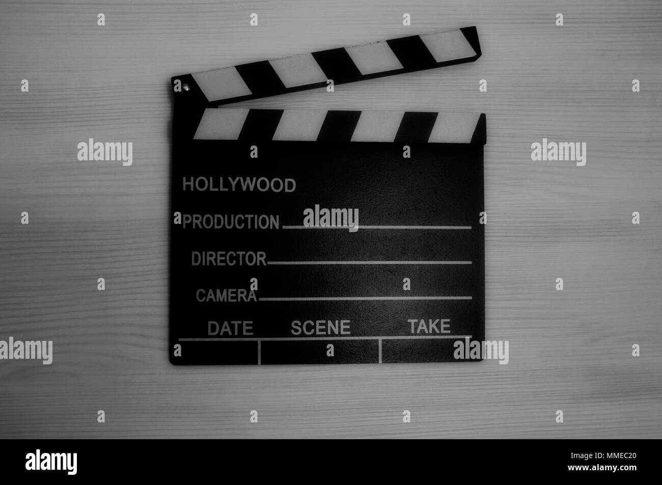 Deck, la production de films en noir et blanc d'ardoise Banque D'Images