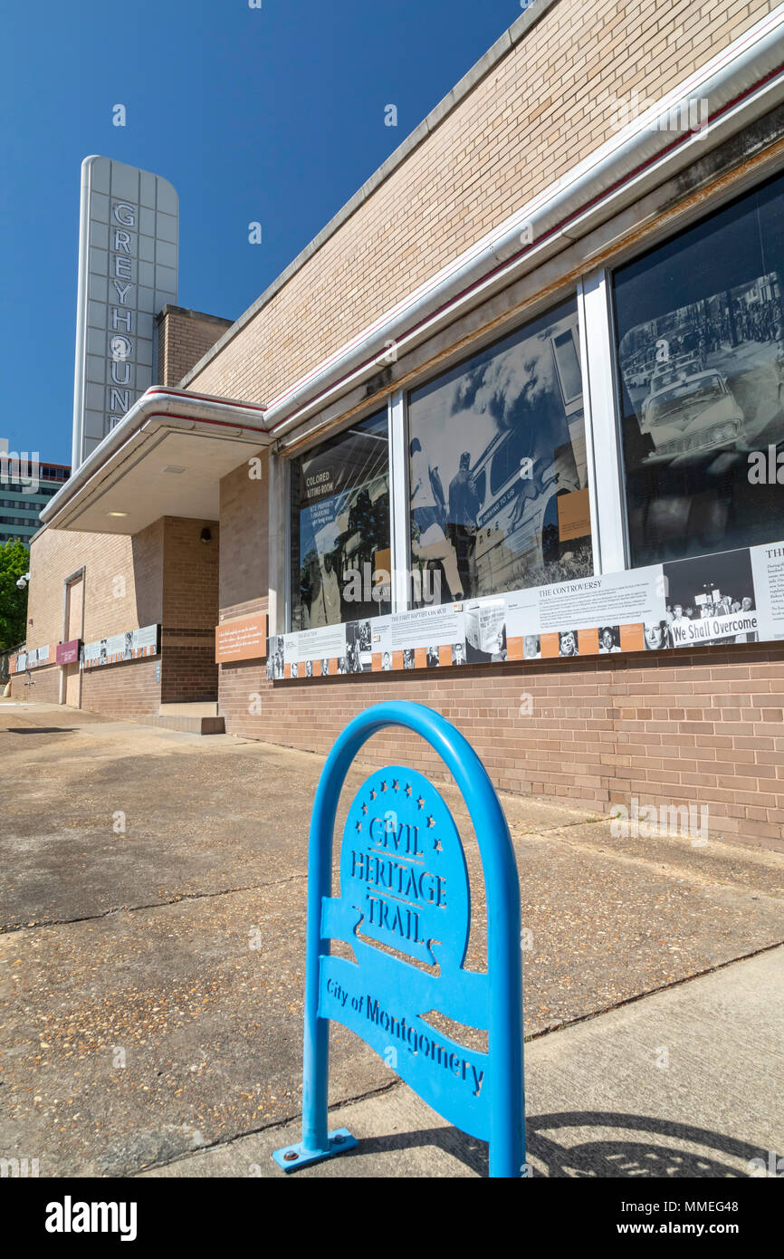 Montgomery, Alabama - The old Greyhound Bus station, où les cavaliers de la liberté ont été gravement battus par une foule blanche en 1961 lors de la tentative de ségrégation interst Banque D'Images