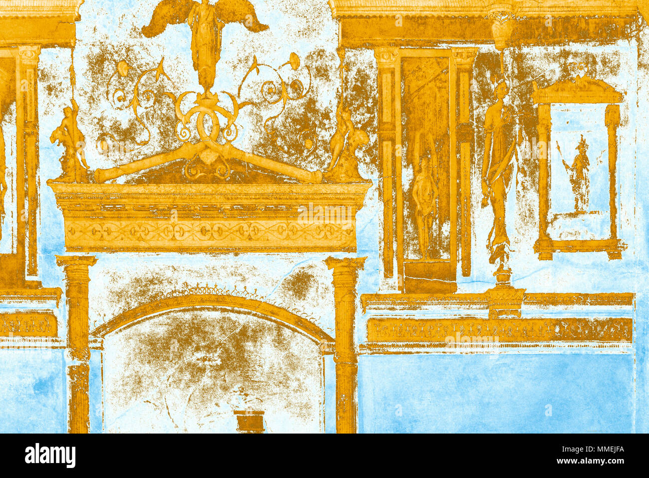 Détail fresque (rendu en PS), de l'Agripa's Villa de la Farnesina (chambre / cubiculum B), Rome, Italie Banque D'Images