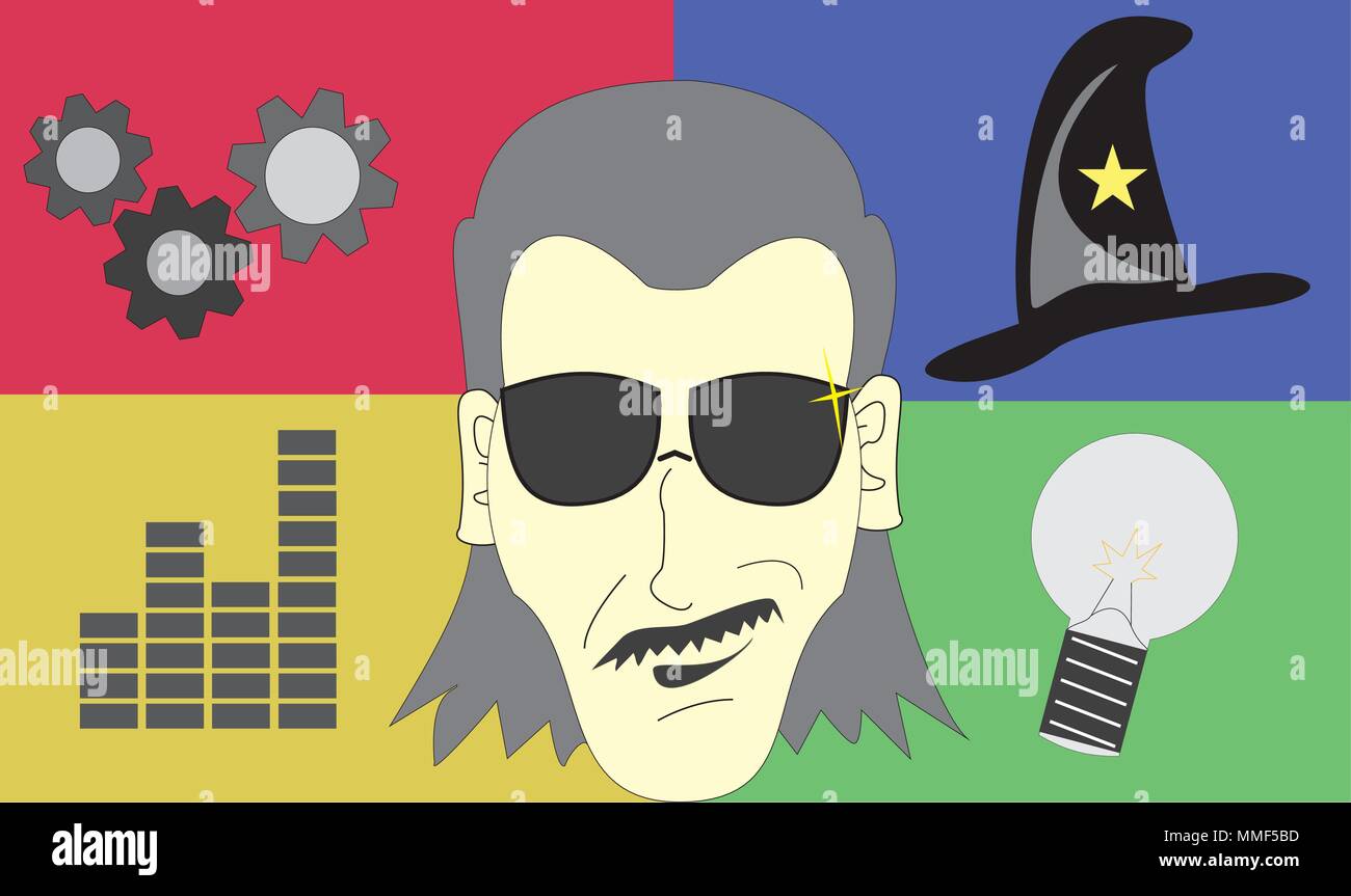 Face expressions Cartoon smart personnes genius, super intelligence Illustration de Vecteur