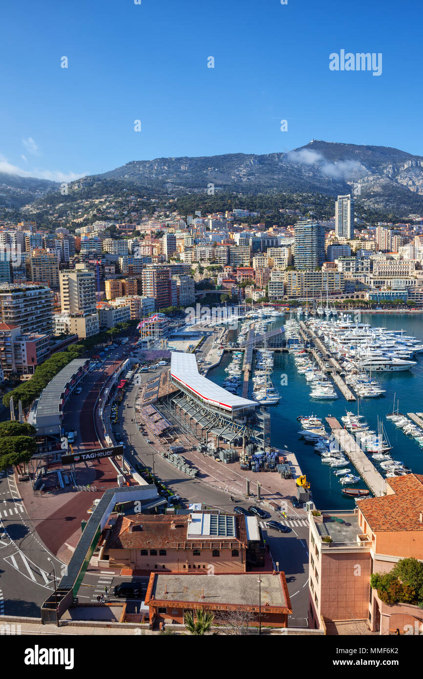 Principauté de Monaco cityscape, vue sur ville et port Banque D'Images