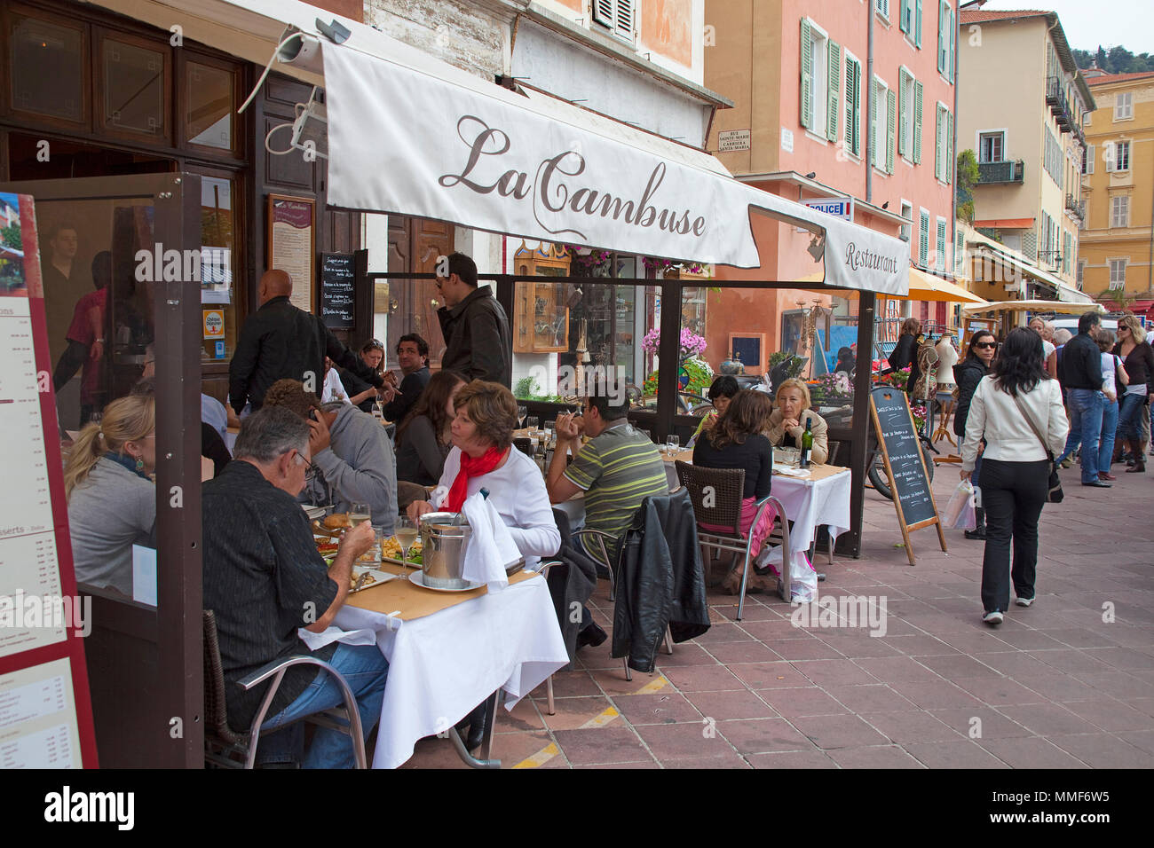 Street restaurant 'La Gambuse' à la place le Cours Saleya, Nice, Côte d'Azur, Alpes-Maritimes, France du Sud, France, Europe Banque D'Images