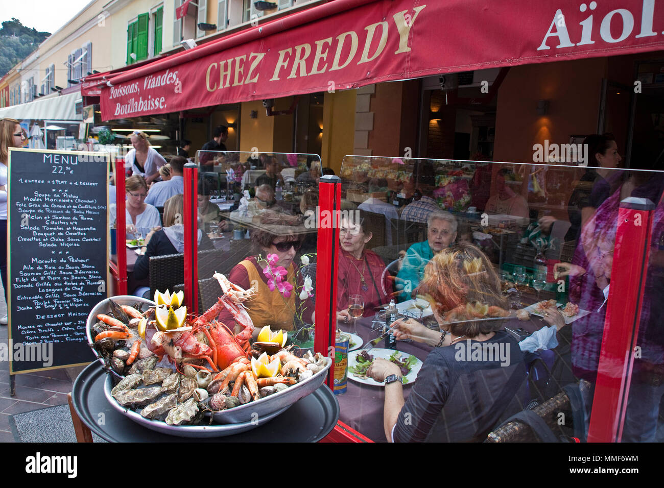 Street restaurant "Chez Freddy" au lieu Cours Saleya, Nice, Côte d'Azur, Alpes-Maritimes, France du Sud, France, Europe Banque D'Images