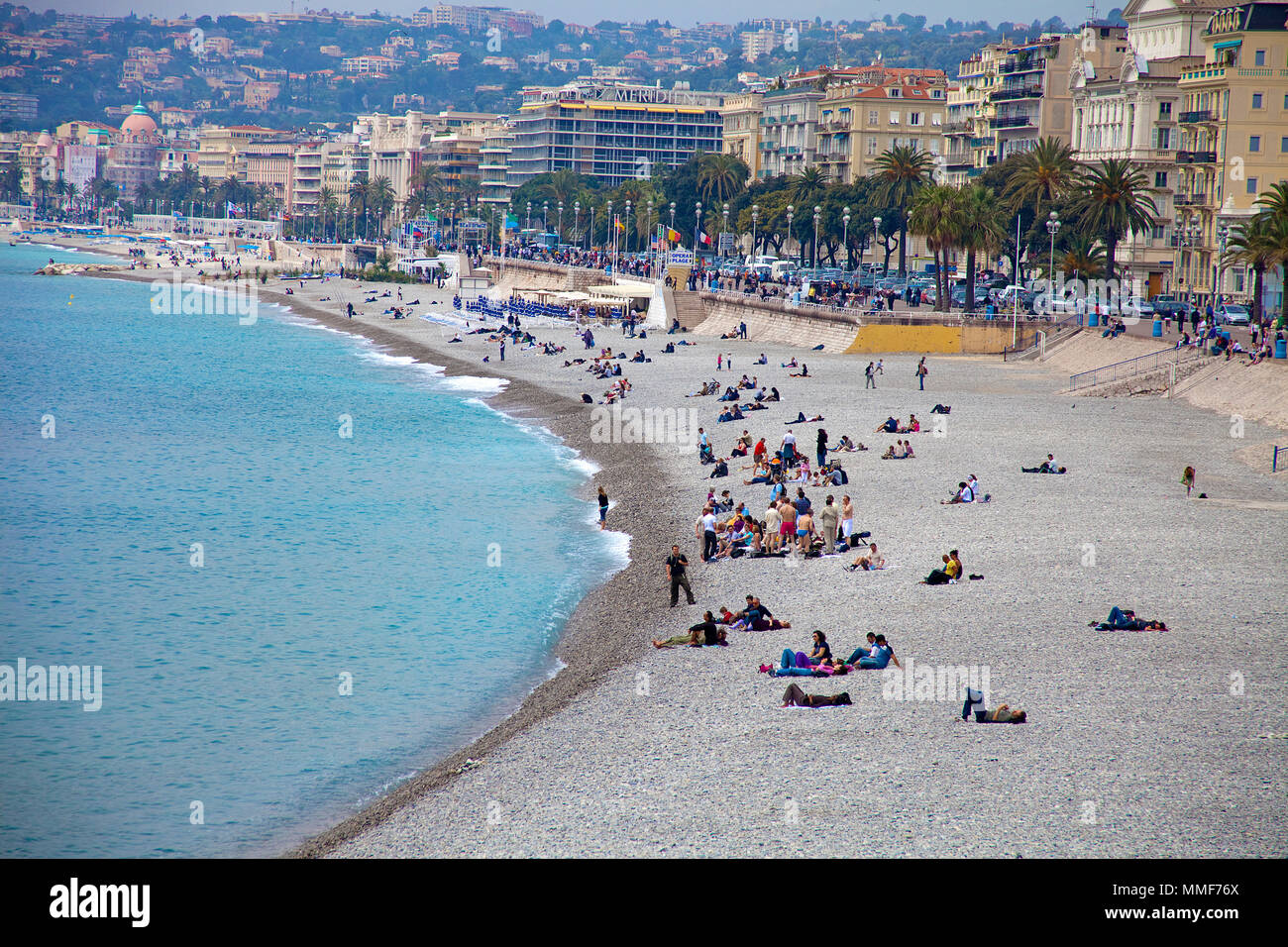 Plage de la Promenade des Anglais, Nice, Côte d'Azur, Alpes-Maritimes, France du Sud, France, Europe Banque D'Images