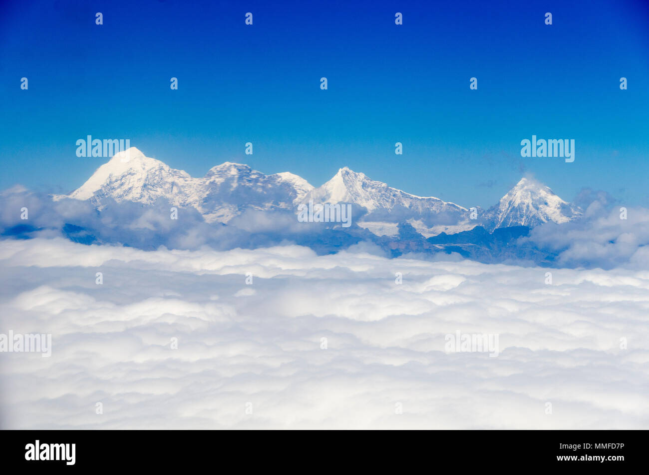 L'Est de l'himalaya sur cloud, de l'air, le Bhoutan Banque D'Images