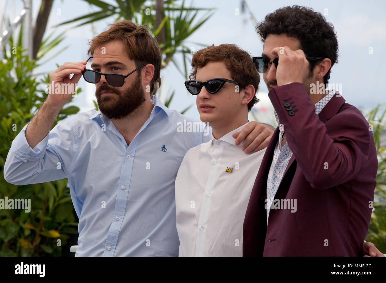 Cannes, France. 11 mai 2018. Acteurs Peter Lanzani, Lorenzo Ferro et Chino Darin à l'Azul (L'Ange) appel à photo film du 71e Festival de Cannes, le vendredi 11 mai 2018, Cannes, France. Photo credit : Crédit : Doreen Doreen Kennedy Kennedy/Alamy Live News Banque D'Images