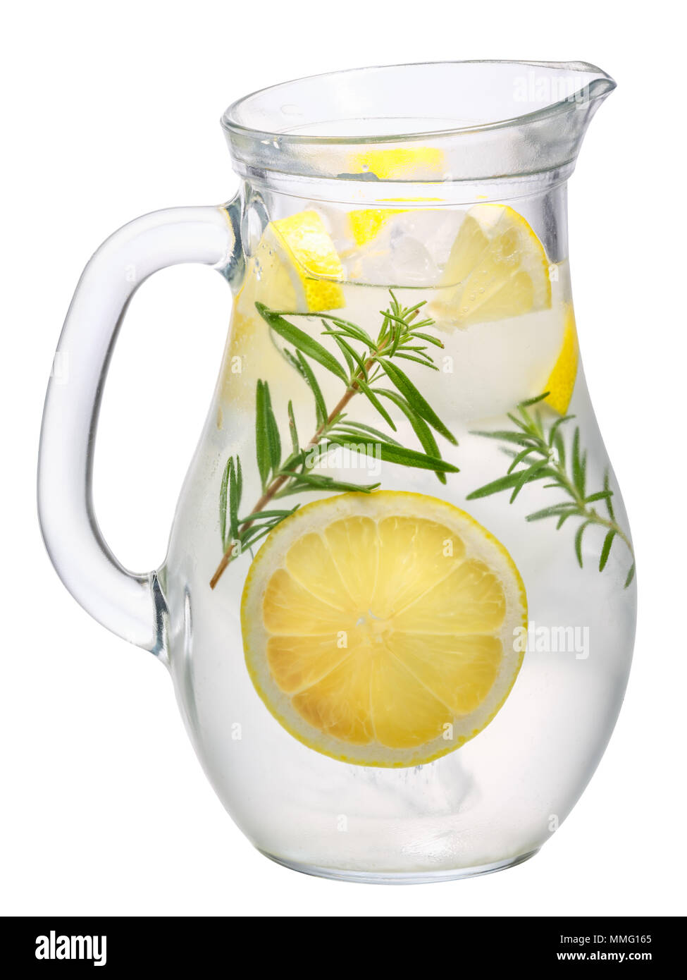 Carafe d'eau ou detox citron romarin limonade Banque D'Images