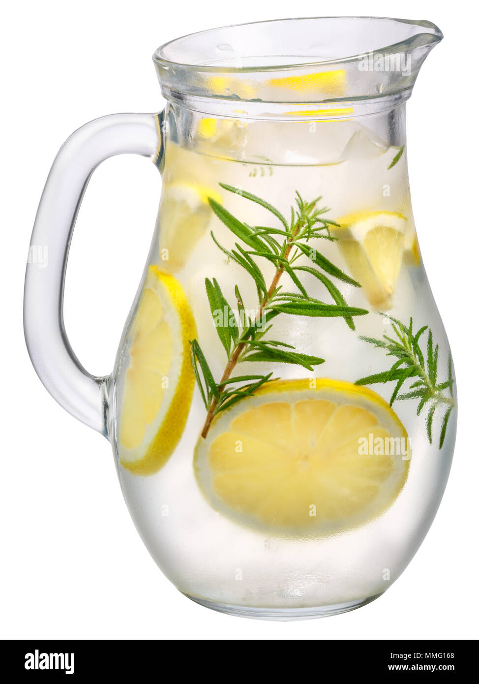 Carafe d'eau ou detox citron romarin limonade Banque D'Images