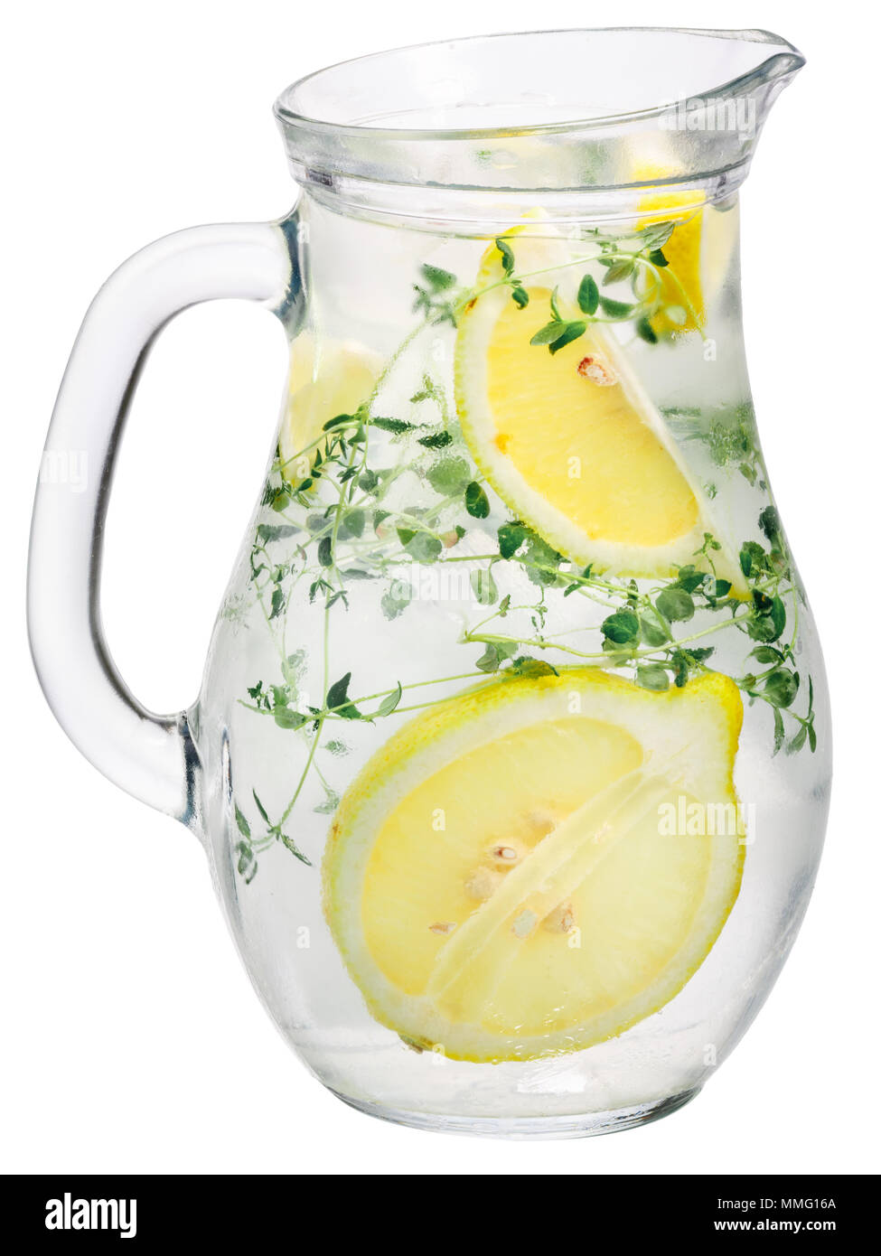 Verseuse de thym avec du citron ou de la limonade eau detox Banque D'Images