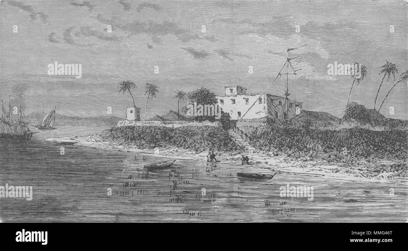 KOLKATA. Diamond Harbour, sur la Hooghly . Calcutta 1882 vieux ancien Banque D'Images