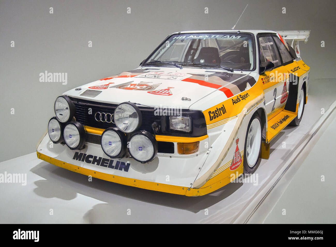 STUTTGART, ALLEMAGNE, LE 7 AVRIL, 2017 : 1985 Audi Sport Quattro S1 (pilote : Grand-am) dans le musée Porsche Banque D'Images