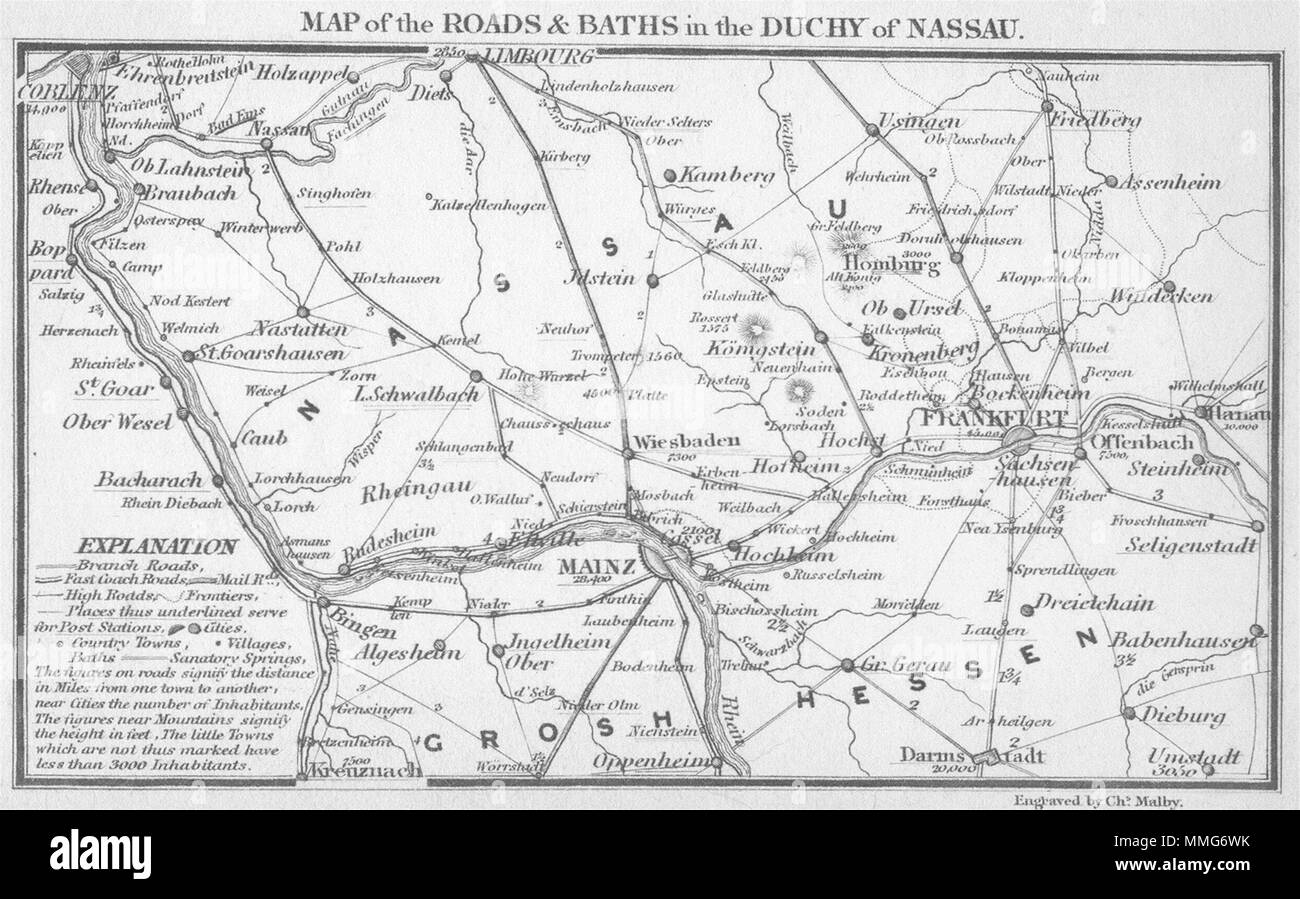L'Allemagne. Duché Nassau Frankfurt Mainz Coghlan 1837 ancienne carte  graphique plan Photo Stock - Alamy