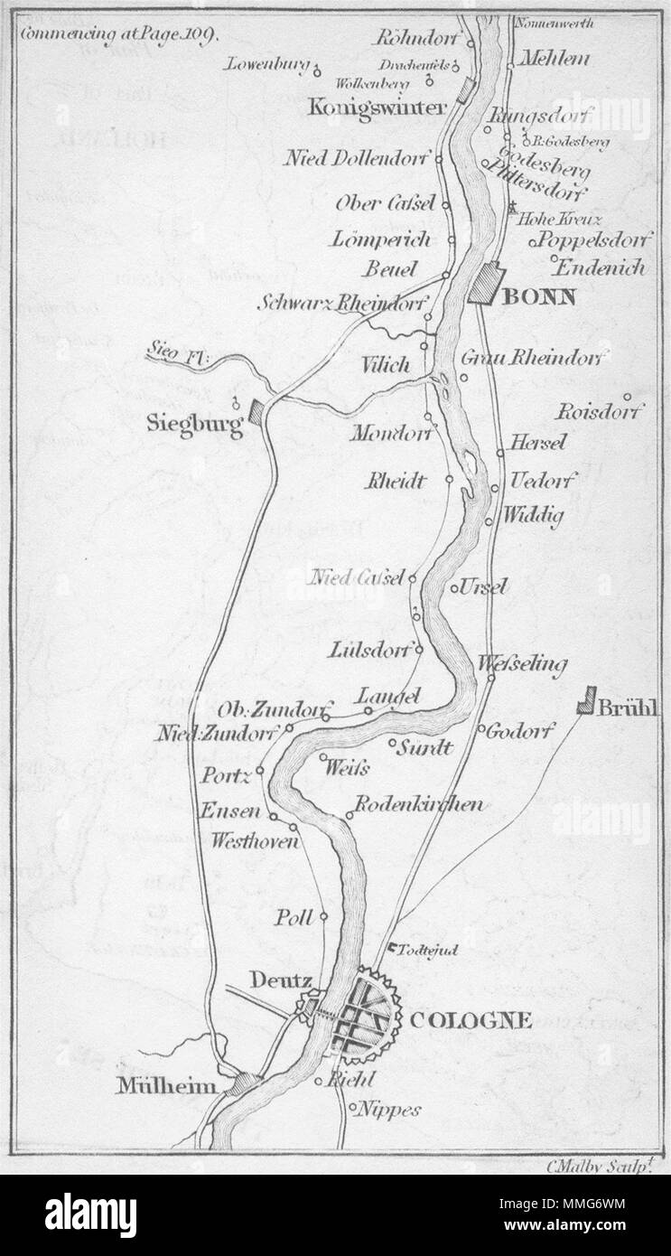 L'Allemagne. Coghlan. Carte d'itinéraire 1837 ancienne carte plan vintage Banque D'Images