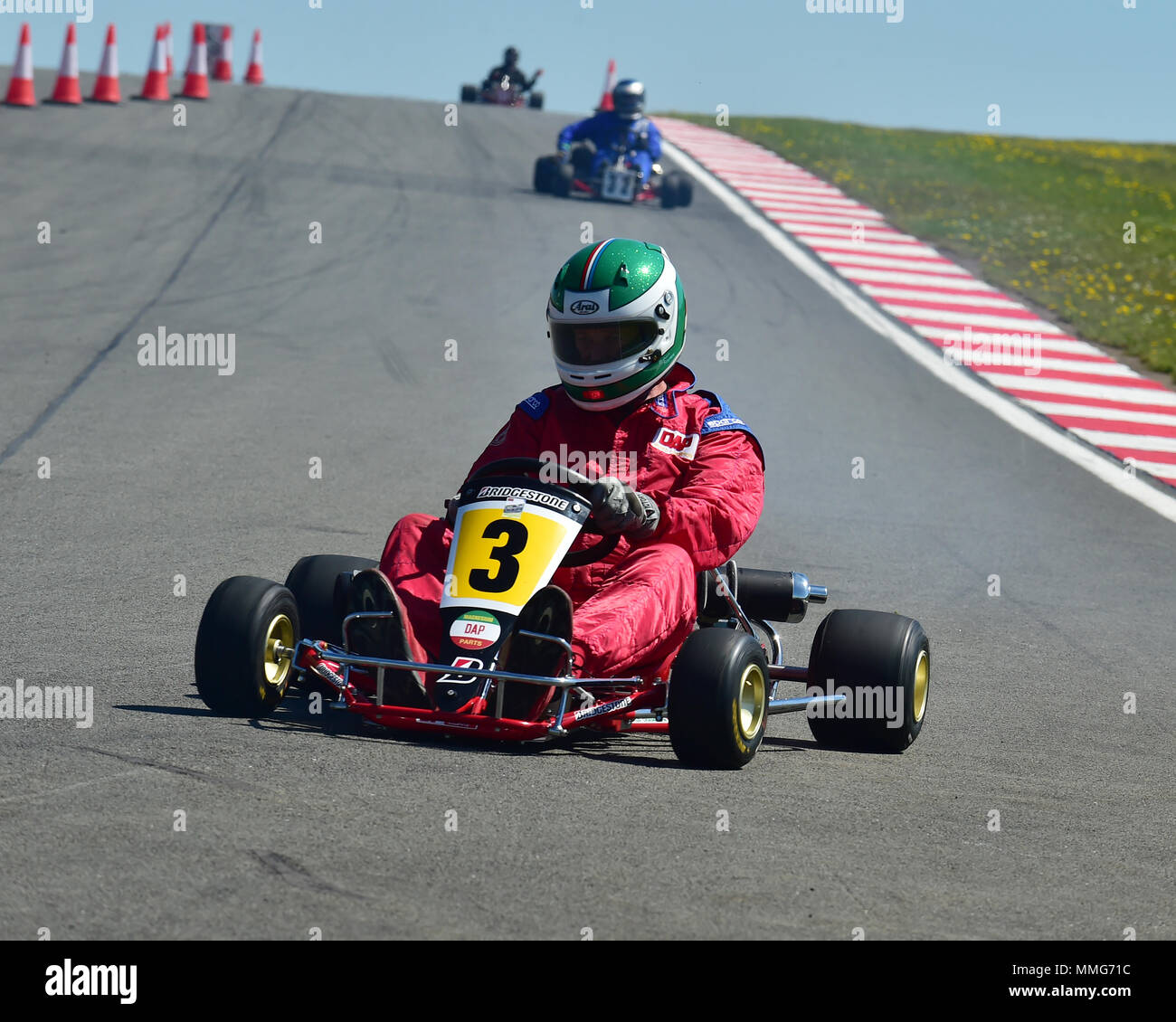 BHKC Historique britannique, club de karting, DHF 2018 Festival Historique, Donington, Donington Park, karting, Karting, karting, 2018, cas classique, classique Banque D'Images