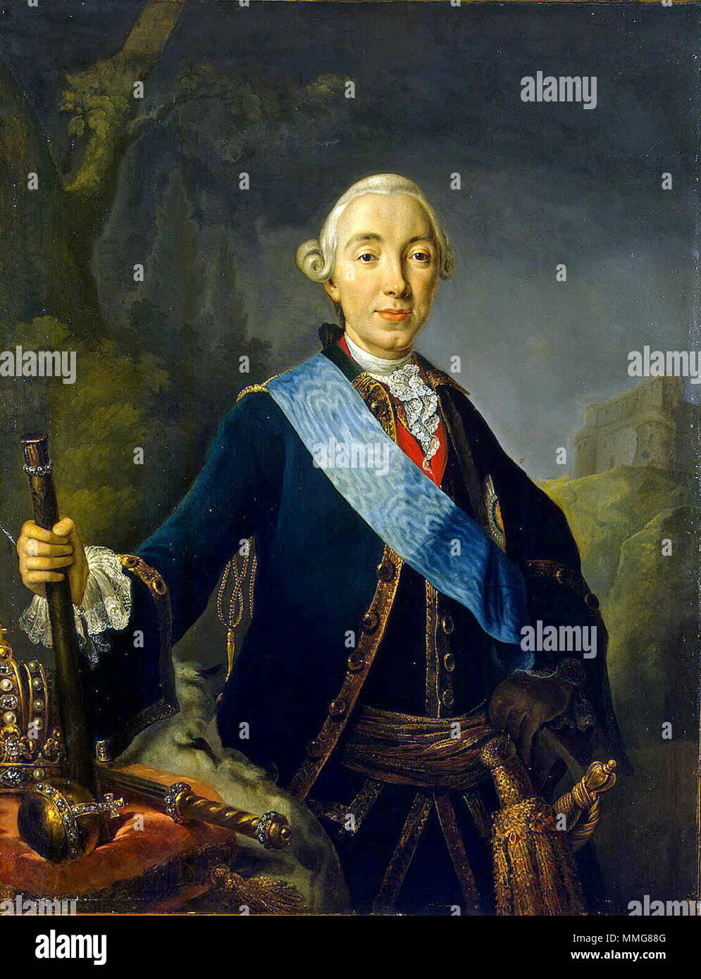 Peter III (1728 - 1762) (Pyotr III Fiodorovitch) Empereur de Russie pendant six mois en 1762. Portrait du couronnement de Pierre III de Russie -1761 Banque D'Images