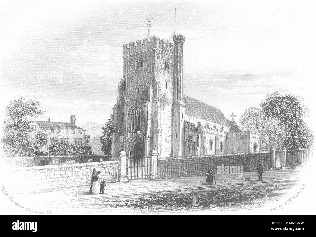 Le Sussex. Église bataille c1855 ancienne vintage print photo Banque D'Images