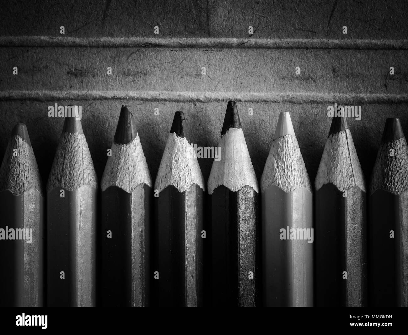 Crayons de couleur noir et blanc Banque D'Images