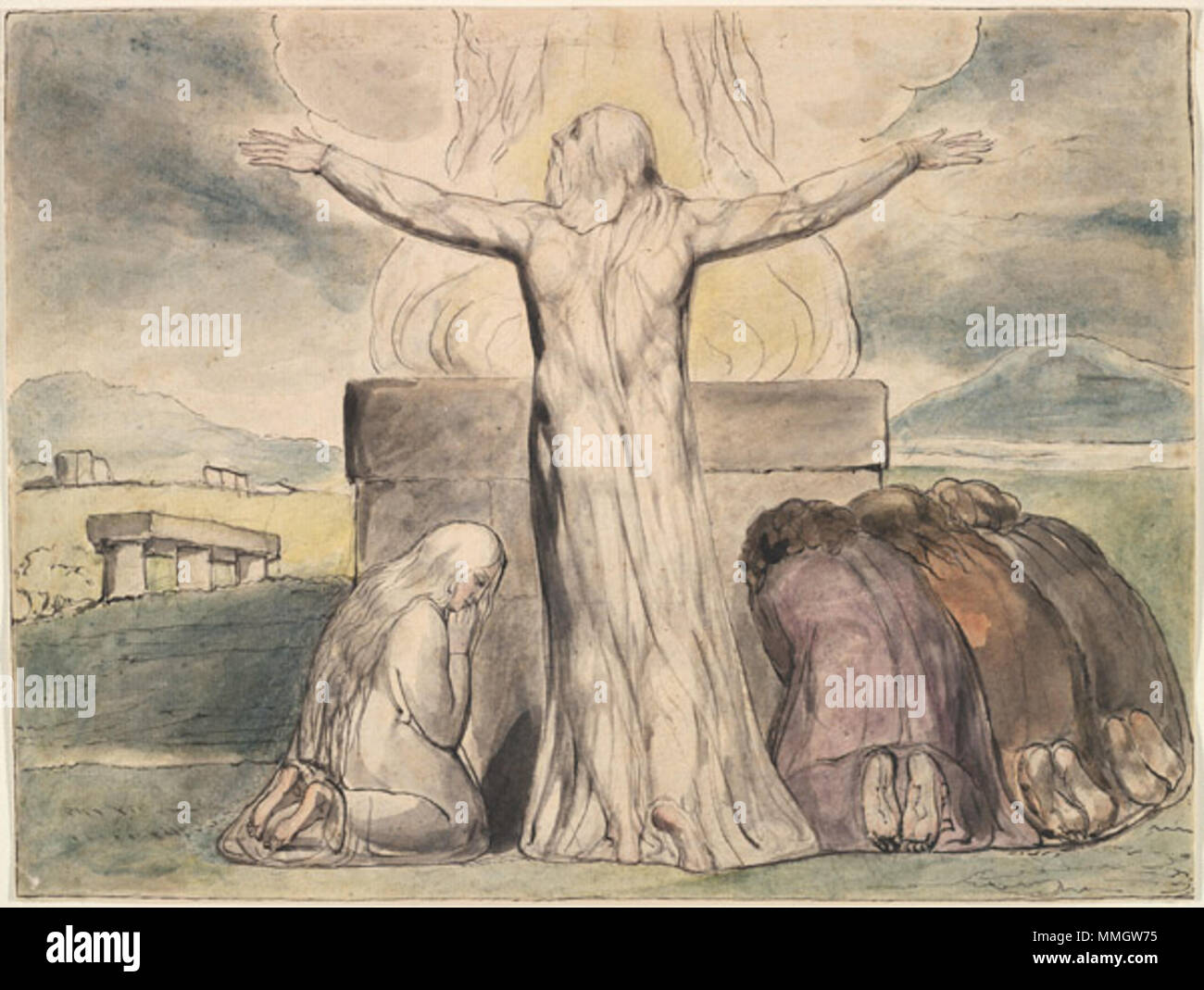 Anglais : Job's Evil Dreams (illustration) . 1821. Blake Livre de Job Linell set 18 Banque D'Images