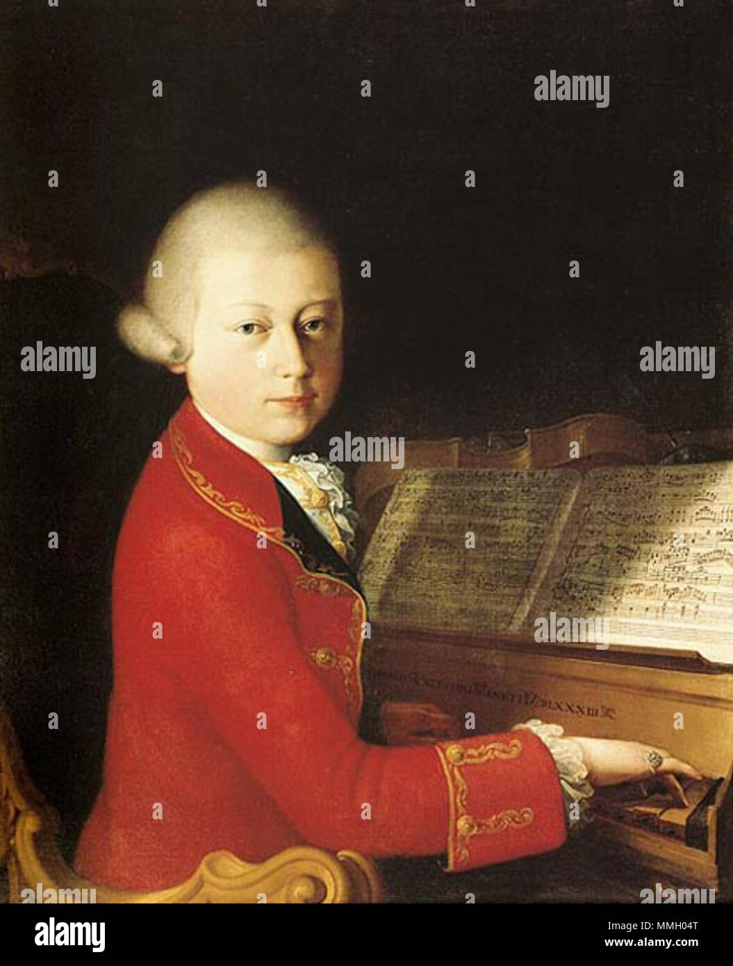 Wolfang Amadeus Mozart (14 ans) à Vérone. Janvier 1770. MozartVeronadallaRosa Banque D'Images