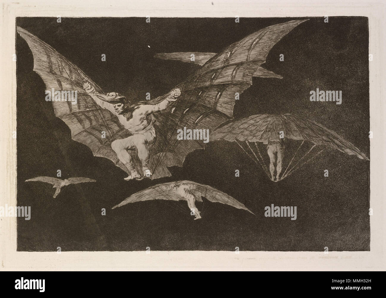 Francisco de Goya, Modo de volar (une façon de voler), espagnol, 1746 - 1828, publié 1864, eau-forte, aquatinte, pointe sèche, Rosenwald Collection Goya - Modo de volar (une façon de voler) 2 Banque D'Images
