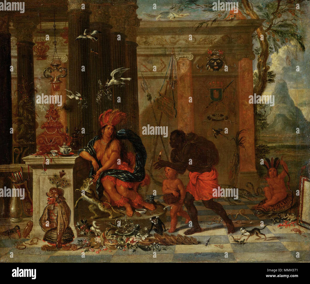 Anglais : Allégorie d'Amérique . 1691. Ferdinand van Kessel - Nord Banque D'Images