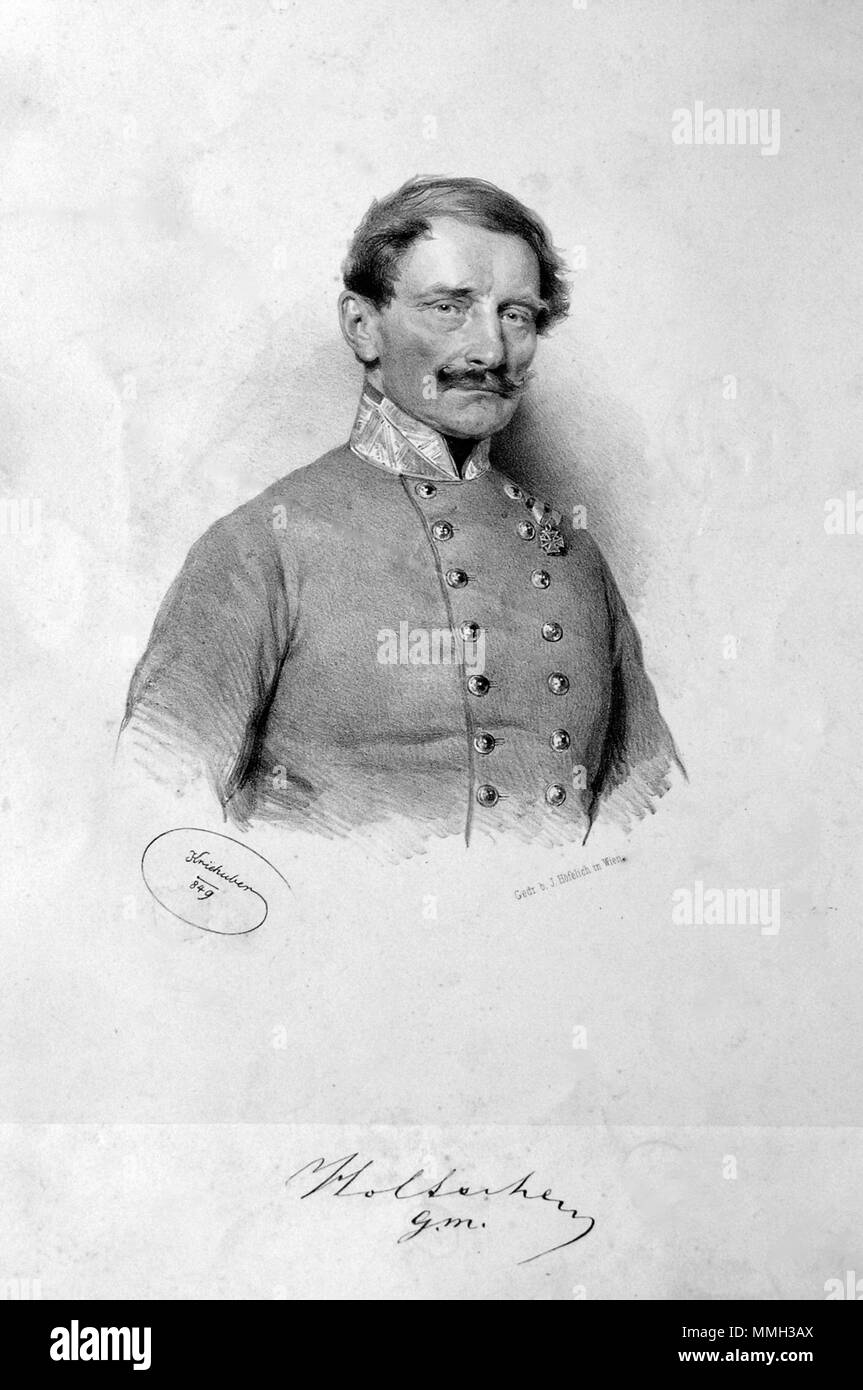 . Deutsch : Franz Holtsche, k. k. Generalmajor. Lithographie von Josef Kriehuber, 1849 . 1849. Josef Kriehuber (1800-1876) Franz Holtsche Litho Banque D'Images