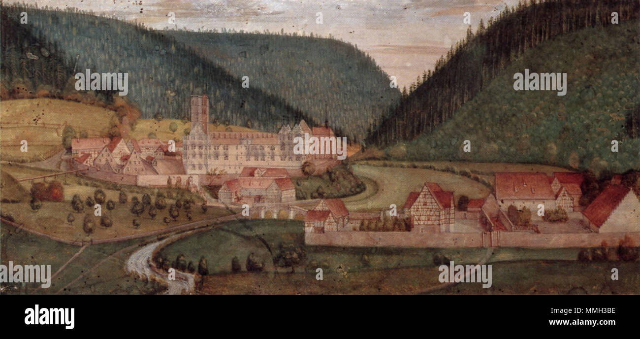 . Hirsau : Gesamtansicht von Süden. Im Vordergrund 156 Aureliuskloster, das auf der Anhöhe liens das Peterskloster. Hirsau : Saint Pierre et Paul 1091-1991. Stuttgart 1991. S. 517. Abb. 437. . 1692. Von Kloster Hirsau inconnu suédois Banque D'Images