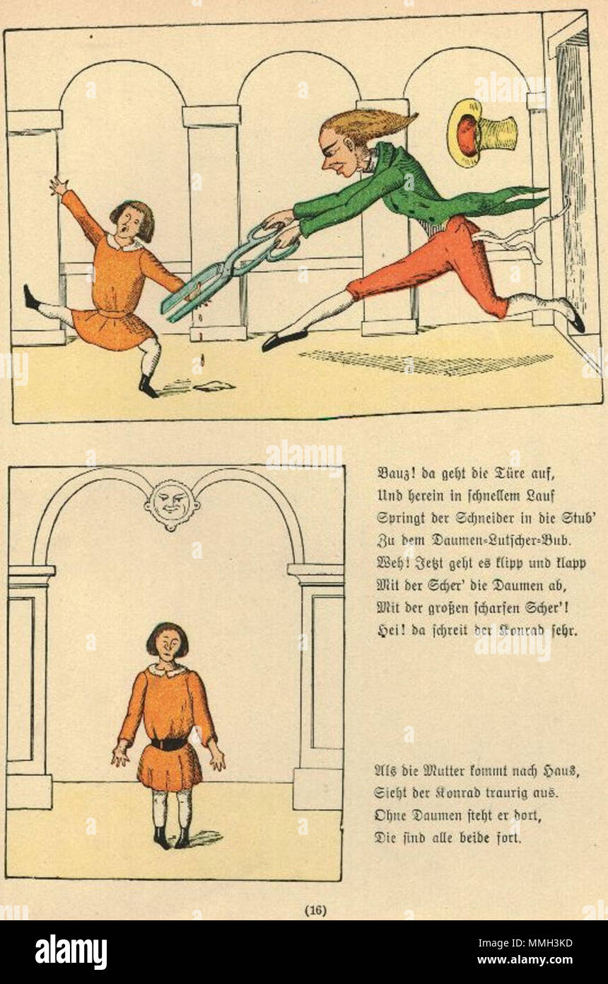 . Der Struwwelpeter : Die Geschichte vom Daumenlutscher 2 Tafel . créé 1858. Heinrich Hoffmann (1809-1894) Noms alternatifs Polycarpus Heulalius Heulenburg Gastfenger ; von Reimerich ; Peter Struwwel Kinderlieb ; Description de l'auteur auteur allemand de Struwwelpeter Date de naissance/décès 13 juin 1809 au 20 septembre 1894 Lieu de naissance/décès Frankfurt Munich Allemagne lieu de travail contrôle d'autorité : Q215724 : VIAF ?76317116 ISNI : ?0000 0000 8155 9420 RCAC : ?n79150242 NLA : ?35402368 : MusicBrainz ?7e65f2d5-a3ad-41b1-8643-81659d4774FB 17 Struwwel Hoffmann H WorldCat Banque D'Images