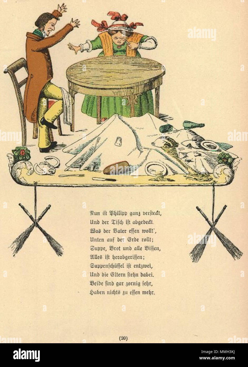 . Der Struwwelpeter : Die Geschichte vom Zappel-Philipp 3 Tafel . créé 1858. Heinrich Hoffmann (1809-1894) Noms alternatifs Polycarpus Heulalius Heulenburg Gastfenger ; von Reimerich ; Peter Struwwel Kinderlieb ; Description de l'auteur auteur allemand de Struwwelpeter Date de naissance/décès 13 juin 1809 au 20 septembre 1894 Lieu de naissance/décès Frankfurt Munich Allemagne lieu de travail contrôle d'autorité : Q215724 : VIAF ?76317116 ISNI : ?0000 0000 8155 9420 RCAC : ?n79150242 NLA : ?35402368 : MusicBrainz ?7e65f2d5-a3ad-41b1-8643-81659d4774FB 21 Struwwel Hoffmann H WorldCat Banque D'Images