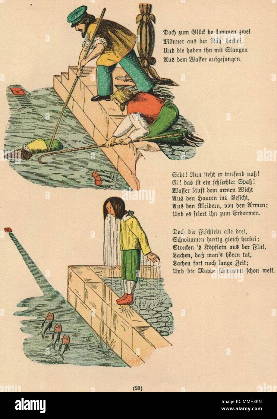 . Der Struwwelpeter : Die Geschichte vom Hanns Guck-dans-die-Luft 3 Tafel . créé 1858. Heinrich Hoffmann (1809-1894) Noms alternatifs Polycarpus Heulalius Heulenburg Gastfenger ; von Reimerich ; Peter Struwwel Kinderlieb ; Description de l'auteur auteur allemand de Struwwelpeter Date de naissance/décès 13 juin 1809 au 20 septembre 1894 Lieu de naissance/décès Frankfurt Munich Allemagne lieu de travail contrôle d'autorité : Q215724 : VIAF ?76317116 ISNI : ?0000 0000 8155 9420 RCAC : ?n79150242 NLA : ?35402368 : MusicBrainz ?7e65f2d5-a3ad-41b1-8643-81659d4774FB 24 Struwwel Hoffmann H WorldCat Banque D'Images
