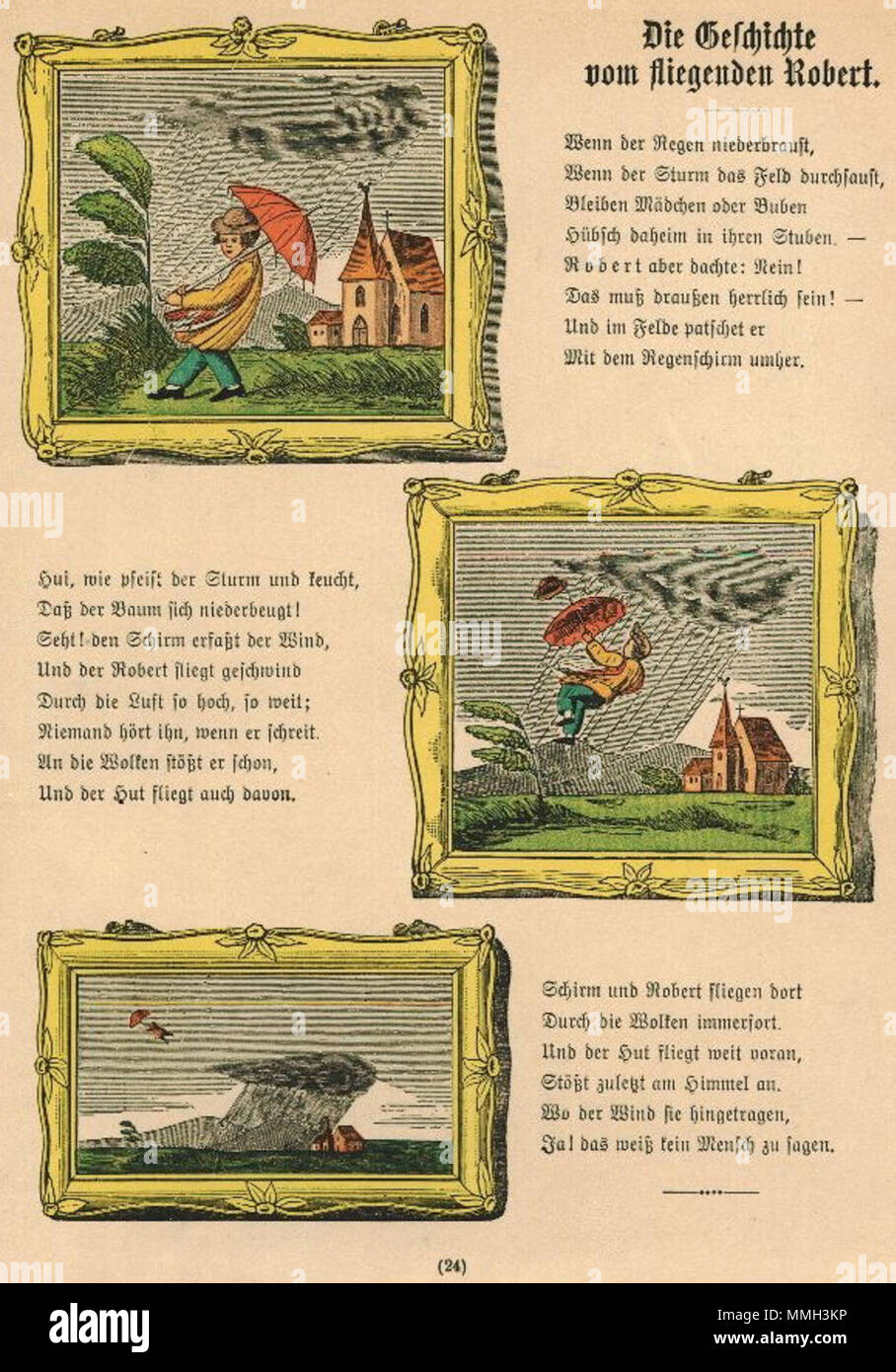 . Der Struwwelpeter : Die Geschichte vom fliegenden Robert . créé 1858. Heinrich Hoffmann (1809-1894) Noms alternatifs Polycarpus Heulalius Heulenburg Gastfenger ; von Reimerich ; Peter Struwwel Kinderlieb ; Description de l'auteur auteur allemand de Struwwelpeter Date de naissance/décès 13 juin 1809 au 20 septembre 1894 Lieu de naissance/décès Frankfurt Munich Allemagne lieu de travail contrôle d'autorité : Q215724 : VIAF ?76317116 ISNI : ?0000 0000 8155 9420 RCAC : ?n79150242 NLA : ?35402368 : MusicBrainz ?7e65f2d5-a3ad-41b1-8643-81659d4774FB 25 Struwwel Hoffmann H WorldCat Banque D'Images