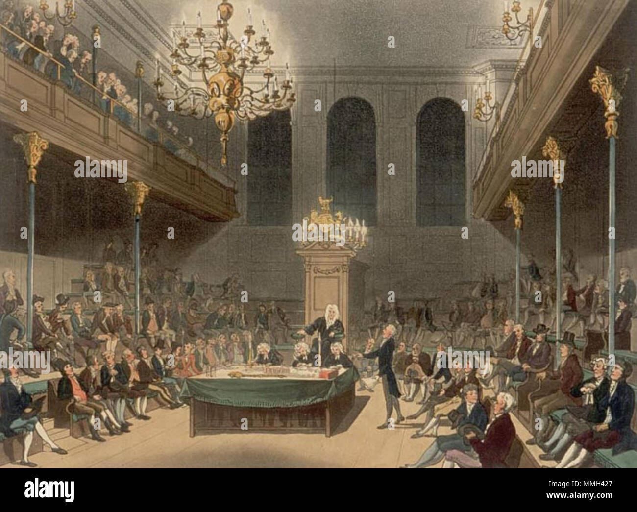 . La Chambre des communes de Westminster : Cette gravure a été publié dans l'Assiette 21 de microcosme de Londres (1808) (voir le fichier:microcosme de plaque 021 Londres - Chambre des communes.jpg). . 1808. Thomas ROWLANDSON (1756-1827) et Augustus Charles Pugin (1762-1832) (d'après) John Bluck (fl. 1791-1819), Joseph Constantin Stadler (fl. 1780-1812), Thomas Sutherland (1785-1838), J. Hill, et de l'aquatinte Harraden (graveurs) Chambre des communes Microcosme Banque D'Images . La Chambre des communes de Westminster : Cette gravure a été publié dans l'Assiette 21 de microcosme de Londres (1808) (voir le fichier:microcosme de plaque 021 Londres - Chambre des communes.jpg). . 1808. Thomas ROWLANDSON (1756-1827) et Augustus Charles Pugin (1762-1832) (d'après) John Bluck (fl. 1791-1819), Joseph Constantin Stadler (fl. 1780-1812), Thomas Sutherland (1785-1838), J. Hill, et de l'aquatinte Harraden (graveurs) Chambre des communes Microcosme Banque D'Images