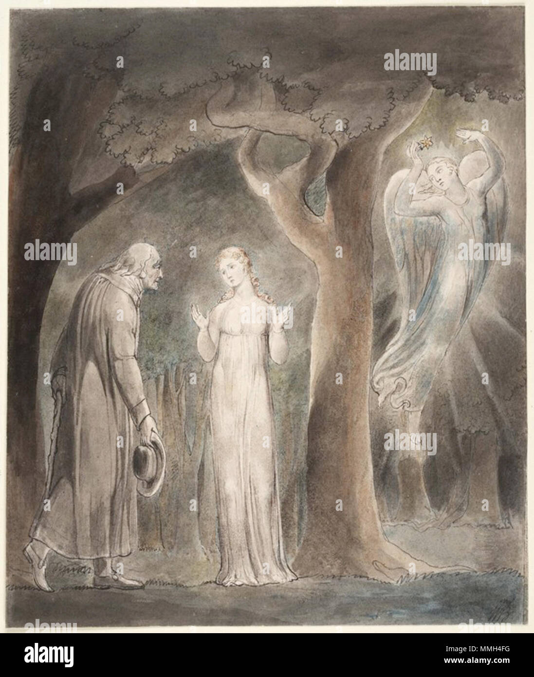 . Illustration à l'aquarelle à Milton's Comus par William Blake . 1801. Art par William Blake2 ComusThomas Banque D'Images