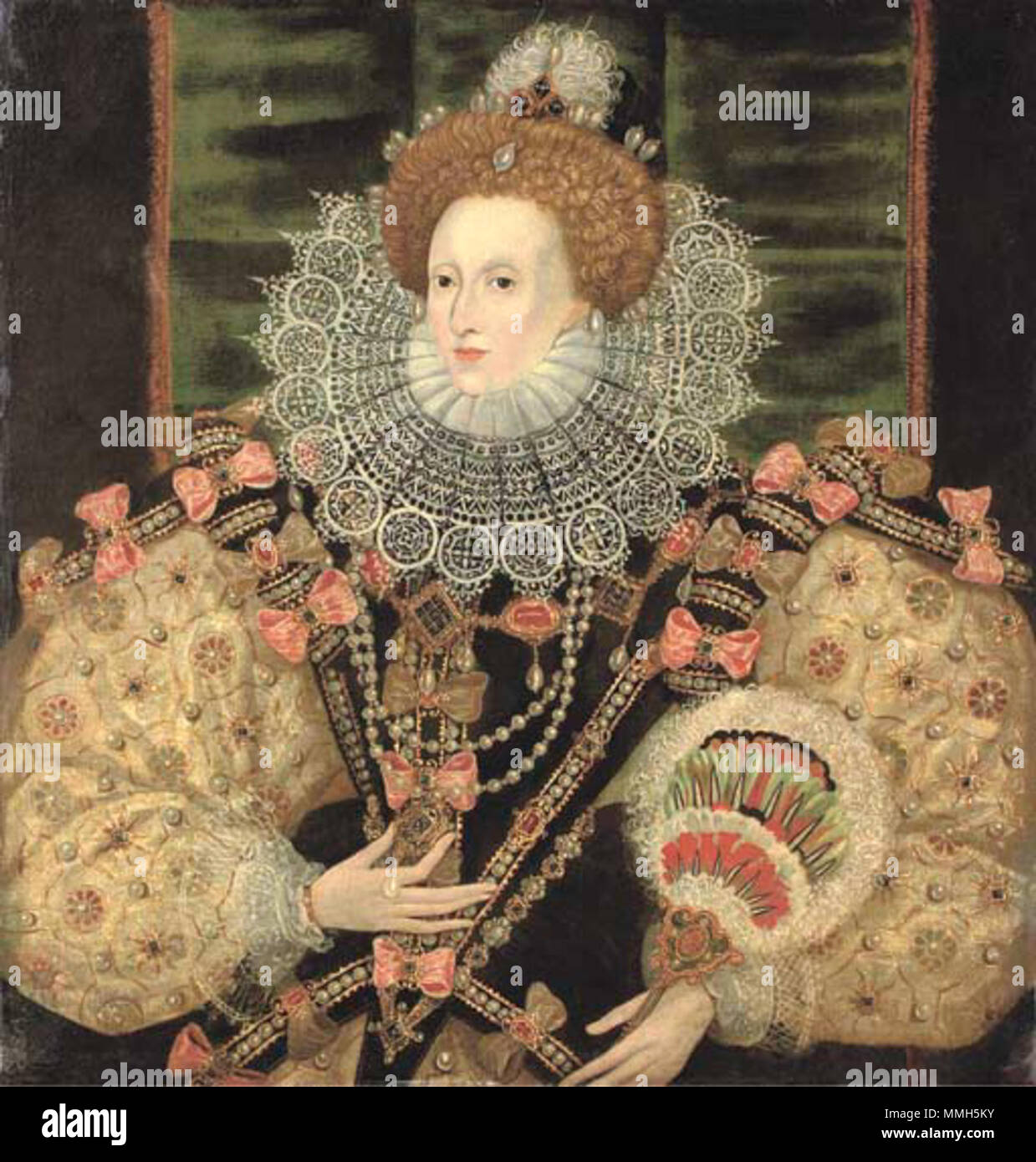 . Anglais : Portrait of Elizabeth I d'Angleterre c. 1588, variante de l'Armada Portrait. . Après 1588. George Gower Elizabeth je variante Armada Banque D'Images