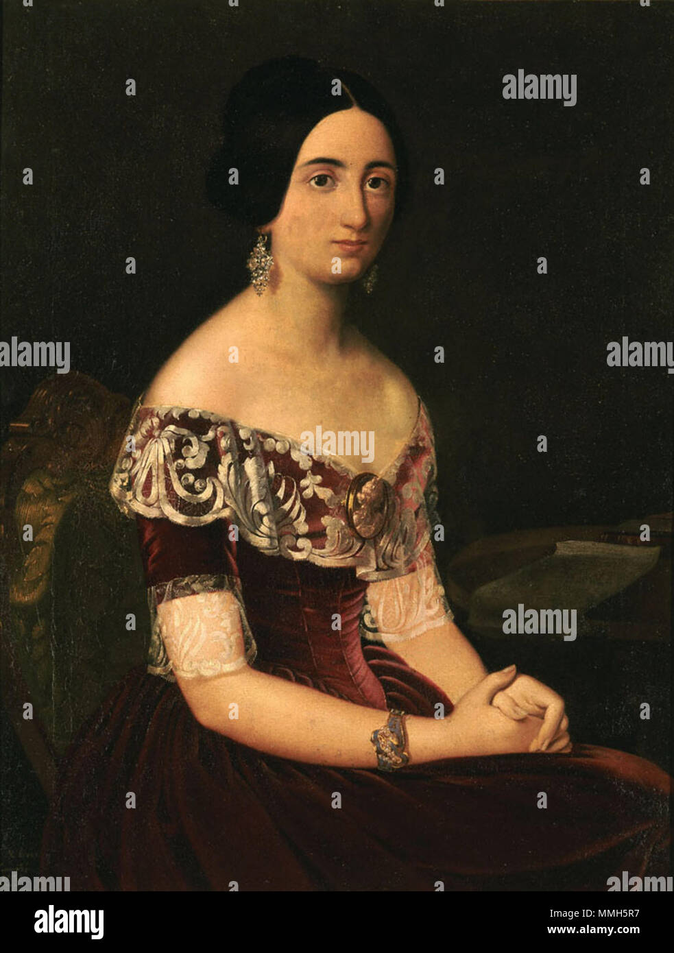 . Deutsch : 'Dame', Werk des griechischen Künstlers Dionysios Tsokos . 1851. Dionysios Tsokos (1814-1862) Noms alternatifs Deutsch : Dionysios Tsokos ? ? ? ? ? ? ? ? ? ? ? ? ? ? ? ? ?  ? ? ? ? ? ? Peintre grec Description Date de naissance/décès entre 1814 et 1820, 1862 Lieu de naissance/décès Zakynthos, Grèce Athènes, Grèce période de travail, de 1845 jusqu'en 1862 l'emplacement de travail de contrôle de l'autorité d'Athènes : Q155272 Dame par Tsokos Banque D'Images