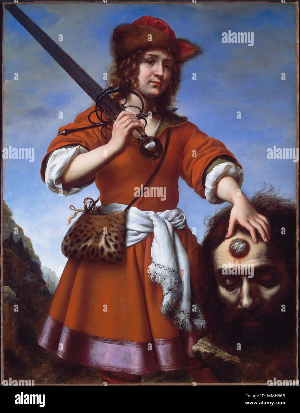 L'Italien : Davide con la testa di Golia David avec la tête de Goliath. 1680. Dolci David con la testa di Golia Banque D'Images