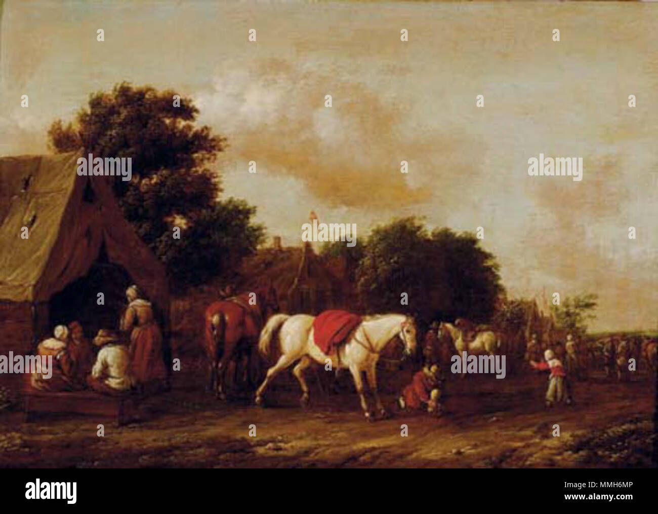 Anglais : Paysans par un chalet avec un cheval au calage . Entre 1650 et 1660. Barent Gael - Paysans par un chalet avec un cheval de gagner Banque D'Images