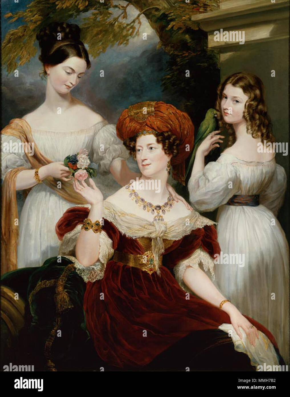 Portrait d'Elizabeth, Lady Stuart de Rothesay et de ses filles, Charlotte (plus tard Comtesse conserverie) et Louisa (plus tard Marquise de Waterford. 1830 ou 1831. Lady Stuart de Rothesay et ses filles par George Hayter Banque D'Images