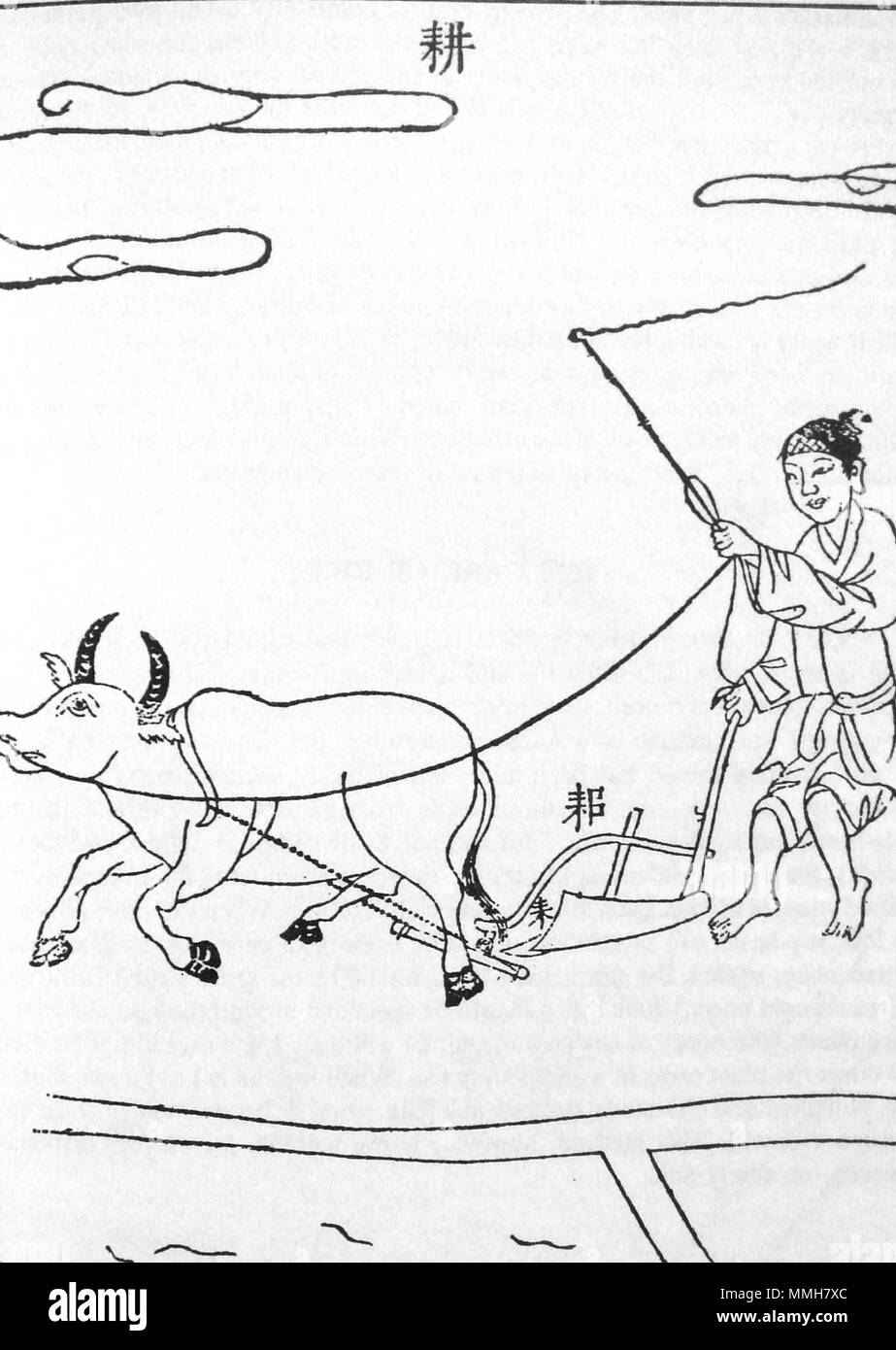 . La charrue de fer chinois . 1637. Sung Ying Hsing, Référence : 'La technologie chinoise dans le 17e siècle" ChineseIronPlow1637 Banque D'Images