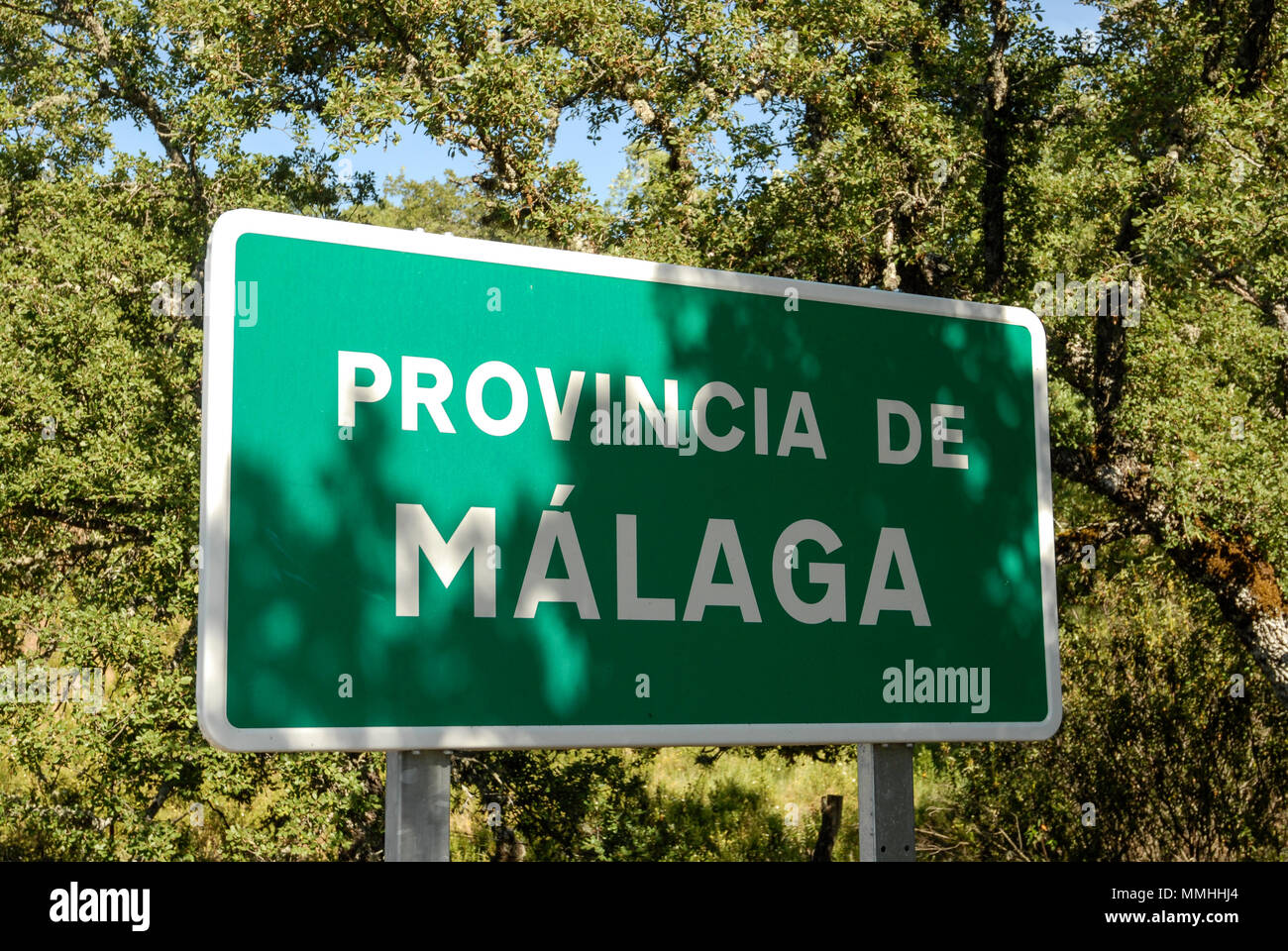 Un panneau routier de Provinica de Malaga ( Province de Malaga) dans le sud de l'Espagne. Banque D'Images