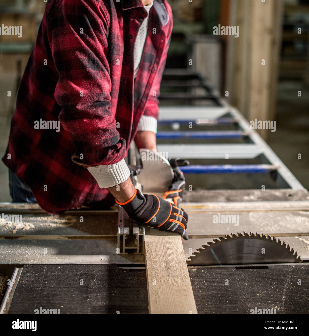 Travail du bois d'industrie et de la sécurité au travail Banque D'Images