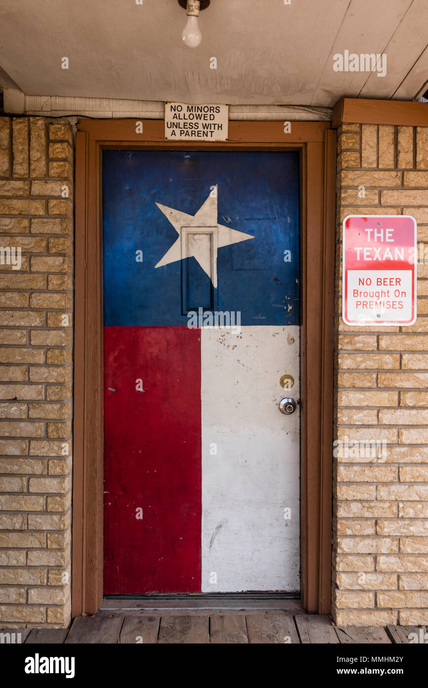 6 mars 2018 - PAVILLON DE L'ÉTAT DU TEXAS - Texas 'Lone Star' drapeau sur la porte de la barre Banque D'Images
