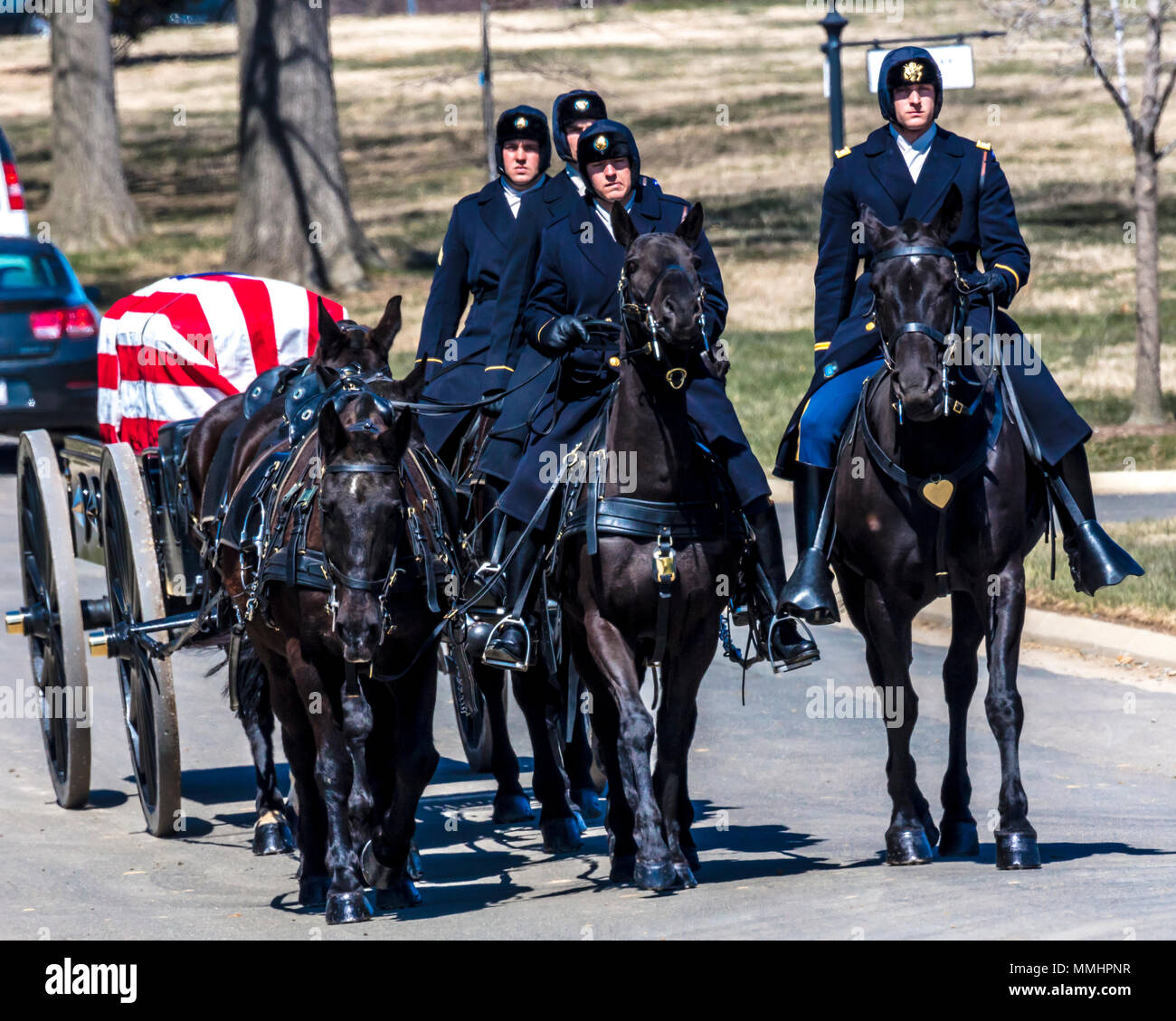 26 mars 2018 - Le cimetière d'Arlington, laver D.C. - enterrement au Cimetière National d'Arlington, Virginie, avec Coffin effectuées sur caisson à cheval Banque D'Images